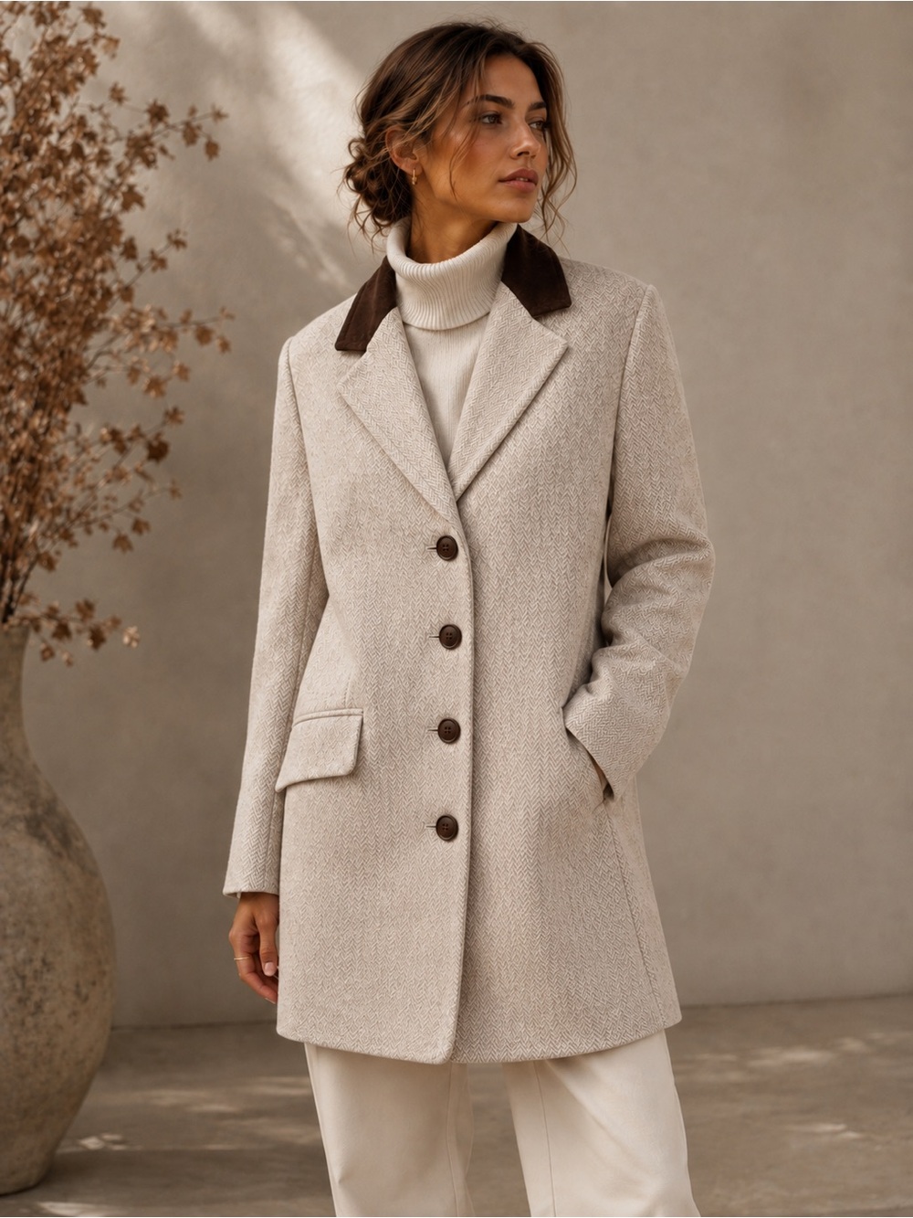 ESCADA Luxury Vintage Cashmere Angora Herringbone Jacket EU 38 Small Medium